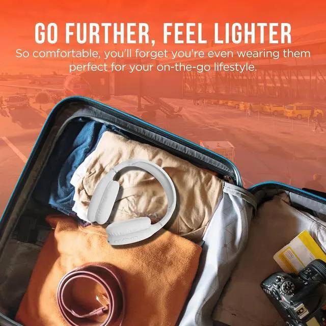 Alt view image 7 of 7 - HyperGear Vibe Bluetooth Wireless Headphones - Over-Ear Wireless Headphones with Noise Isolating Fit, Built-in Mic & Controls, Memory Foam Ear Cups for Travel, Home Office, Gym & More - White