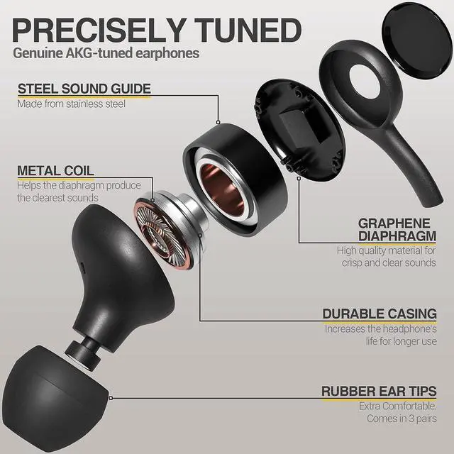 Alt view image 4 of 6 - in-Ear AKG Wired Earbuds with Microphone  USB-C Earbuds with Braided Cable  AKG Headphones with Mic Compatible with Samsung Galaxy S24 Ultra, S24+, S24, S23, S22, S21, S10, S10E & iPhone 15 Series