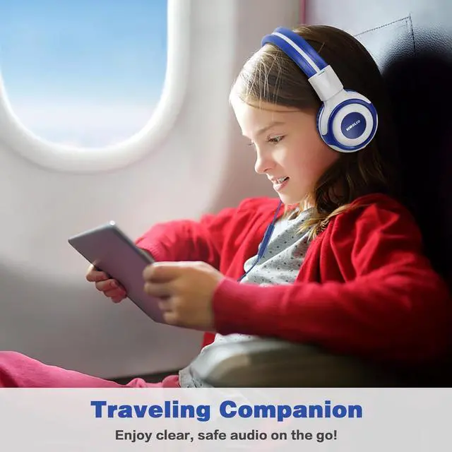 Alt view image 2 of 7 - SIMOLIO Headphones Kids - Headphone for School with Cord, 75dB,85dB,94dB Volume Limited, Foldable On-Ear Headphone with Microphone for Child/Toddler/Teen/Youth Boys Girls/Tablet/Airplane/Travel (Grey)