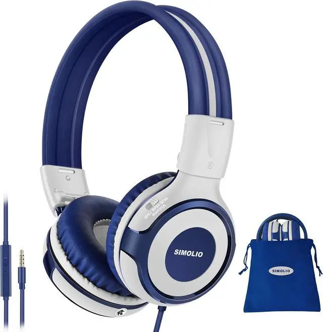 Main image of SIMOLIO Headphones Kids - Headphone for School with Cord, 75dB,85dB,94dB Volume Limited, Foldable On-Ear Headphone with Microphone for Child/Toddler/Teen/Youth Boys Girls/Tablet/Airplane/Travel (Grey)