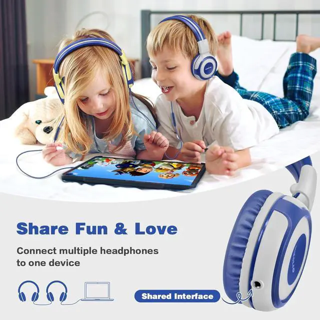 Alt view image 4 of 7 - SIMOLIO Headphones Kids - Headphone for School with Cord, 75dB,85dB,94dB Volume Limited, Foldable On-Ear Headphone with Microphone for Child/Toddler/Teen/Youth Boys Girls/Tablet/Airplane/Travel (Grey)