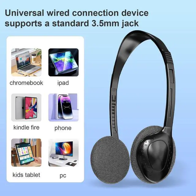 Alt view image 5 of 7 - 30 Pack Headphones Bulk Adjustable Classroom Headphones Library on Ear Headphones Wholesale School Headphones with Wire 3.5 mm Plug for Student, Kids, Adults