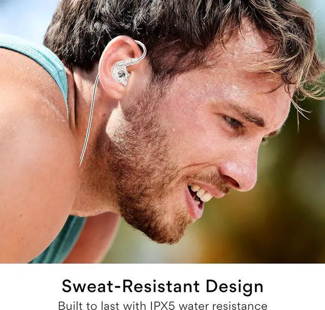 Alt view image 2 of 6 - MEE audio M6 Sport Wired Earbuds, Noise Isolating In Ear Headphones, Sweatproof Earphones for Running/Gym/Workouts with Dynamic Enhanced Bass Sound, Memory Wire Earhooks, 3.5mm Jack Plug (Clear)