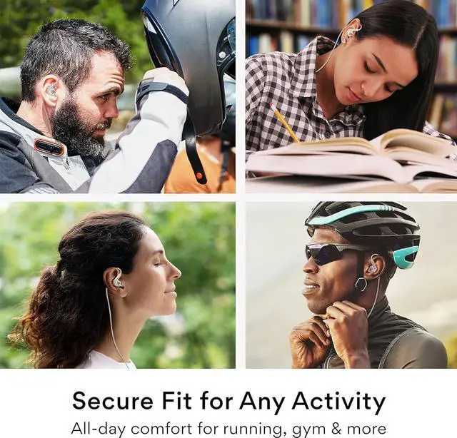 Alt view image 3 of 6 - MEE audio M6 Sport Wired Earbuds, Noise Isolating In Ear Headphones, Sweatproof Earphones for Running/Gym/Workouts with Dynamic Enhanced Bass Sound, Memory Wire Earhooks, 3.5mm Jack Plug (Clear)