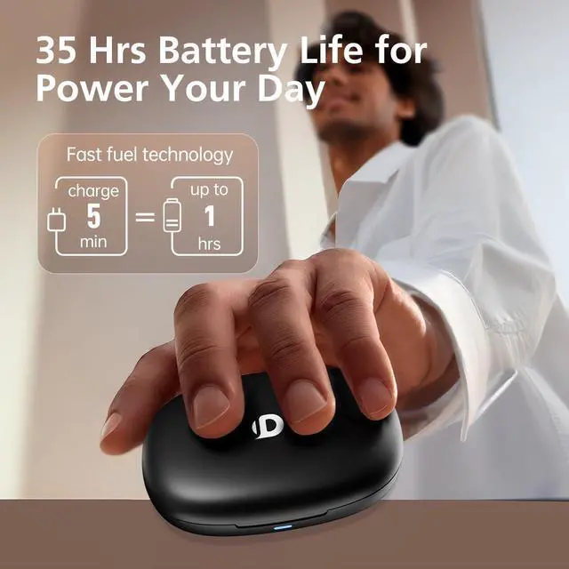 Alt view image 4 of 7 - Open Ear Headphones, 35 Hours Playtime True Wireless Open Ear Earbuds with Ear Hooks, Air Conduction Headphones, Bluetooth 5.3,Clear Calls, IPX6 Waterproof Wireless Earphones - Black