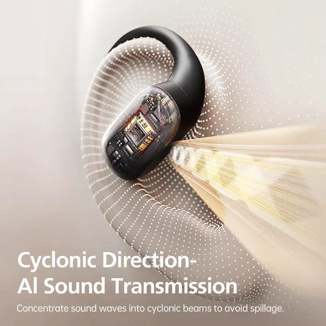 Alt view image 5 of 7 - Open Ear Headphones, 35 Hours Playtime True Wireless Open Ear Earbuds with Ear Hooks, Air Conduction Headphones, Bluetooth 5.3,Clear Calls, IPX6 Waterproof Wireless Earphones - Black