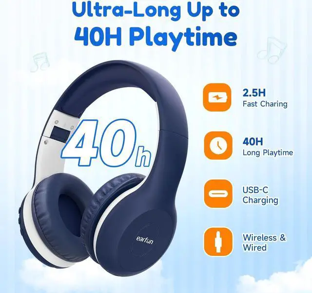 Alt view image 5 of 7 - EarFun Air Pro 3 Noise Cancelling Wireless Earbuds, Qualcomm® aptX Adaptive Sound K2 Kids Bluetooth Headphones with Volume Limited, 40H Playtime