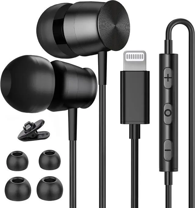 Main image of Lightning Headphones for iPhone 13 14 12 Pro Max MFi Certified Lightning Earbuds with Mic Noise Isolation Stereo Bass in-Ear Headphones Lightning Connector Wired Earphones for iPhone 11 XR SE