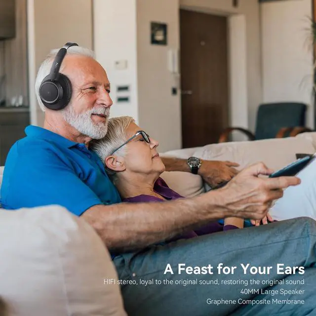 Alt view image 2 of 7 - Wireless Headphones for TV Watching, TV Headphones Wireless for Seniors with Transmitter Charging Base, Hea-impaired, No Audio Delay Blutooth 5.2, Plug and Play, Gifts for Elderly