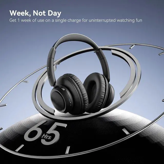 Alt view image 6 of 7 - Wireless Headphones for TV Watching, TV Headphones Wireless for Seniors with Transmitter Charging Base, Hea-impaired, No Audio Delay Blutooth 5.2, Plug and Play, Gifts for Elderly