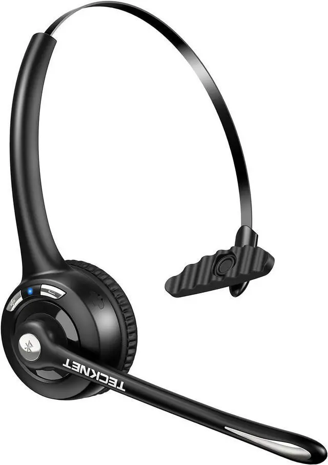 Main image of TECKNET Bluetooth Headset, Wireless Headset with Noise Canceling Microphone for Trucker, On-Ear Bluetooth Headphone with Mute Mic for Work
