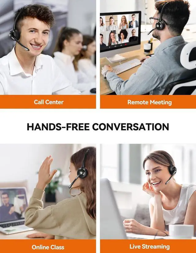 Alt view image 6 of 7 - TECKNET Bluetooth Headset, Wireless Headset with Noise Canceling Microphone for Trucker, On-Ear Bluetooth Headphone with Mute Mic for Work
