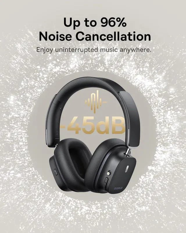 Alt view image 4 of 7 - Baseus Bowie 30 Max Active Noise Cancelling Headphones, Head Tracking Spatial Audio, LDAC Hi-Res Wireless Sound, 65H Playtime, Comfort Fit, Clear Calls, App Control, Bluetooth 5.4 Headphones Over Ear
