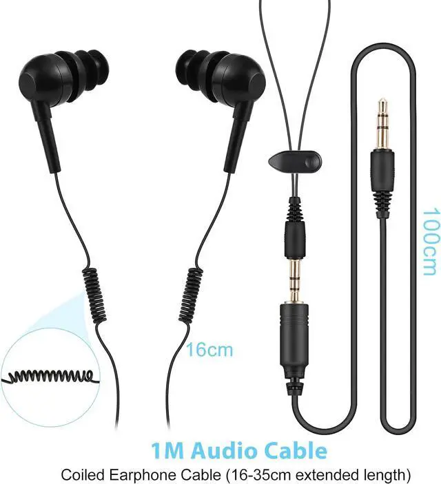 Alt view image 5 of 7 - AGPTEK IPX8 Waterproof in-Ear Earphones, Coiled Cable Swimming Earbuds with Stereo Audio Extension Cable, Wired,Black