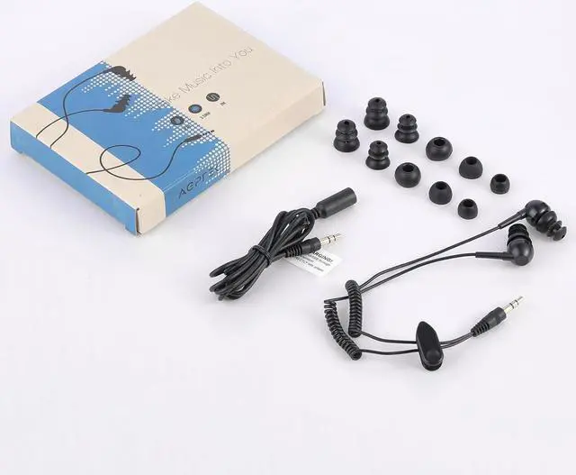 Alt view image 7 of 7 - AGPTEK IPX8 Waterproof in-Ear Earphones, Coiled Cable Swimming Earbuds with Stereo Audio Extension Cable, Wired,Black