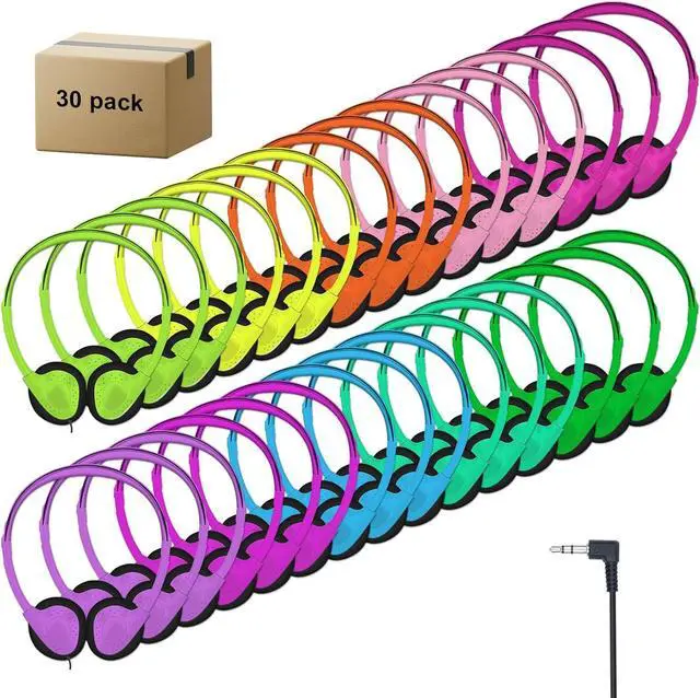Alt view image 6 of 6 - Headphones Bulk for Classroom, Wholesale Childrens Headphones with 3.5 mm Jack for Kids,School, Student, Libraries, Computer Lab, Testing Centers (30 Pack Multi-Color)