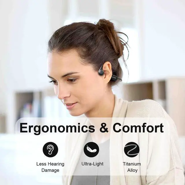 Alt view image 6 of 7 - Bone Conduction Headphones, Open Ear Bluetooth 5.3 Headphones with Mic, Sweat Resistant Wireless Earphones for Running, Cycling, Workouts and Driving, Up to 12H Playtime Sports Headset