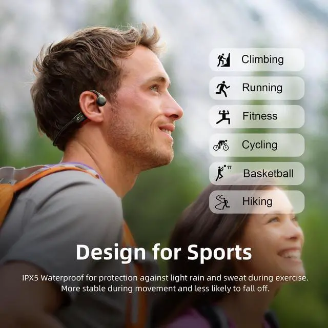 Alt view image 4 of 7 - Bone Conduction Headphones, Open Ear Bluetooth 5.3 Headphones with Mic, Sweat Resistant Wireless Earphones for Running, Cycling, Workouts and Driving, Up to 12H Playtime Sports Headset