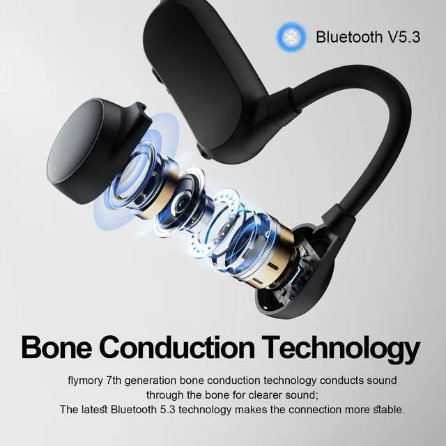 Alt view image 5 of 7 - Bone Conduction Headphones, Open Ear Bluetooth 5.3 Headphones with Mic, Sweat Resistant Wireless Earphones for Running, Cycling, Workouts and Driving, Up to 12H Playtime Sports Headset
