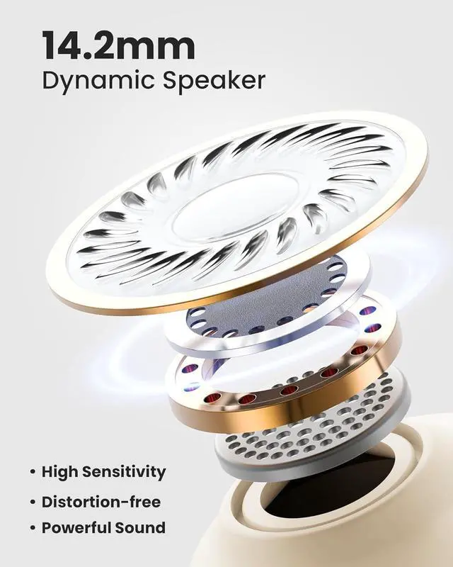 Alt view image 4 of 7 - Open Ear Bluetooth 5.4 Headphones, Wireless Earbuds with Earhooks, Touch Control, Dual Mic Clear Calls, IPX4 Waterproof, Lightweight Design, 32H Playtime, Perfect for Running & Workouts - Beige