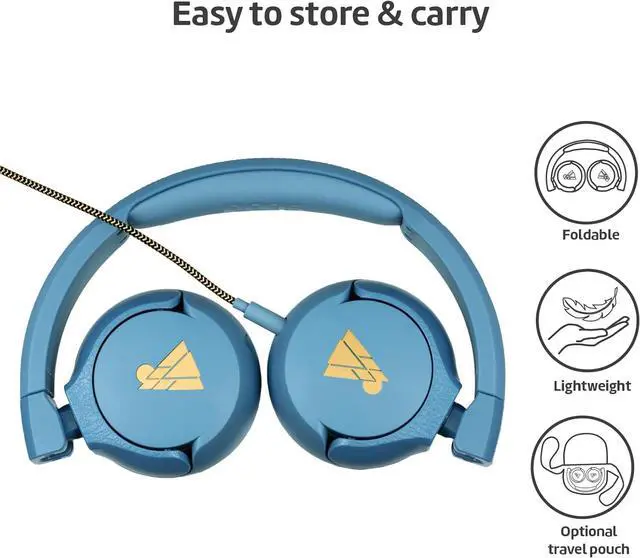 Alt view image 5 of 7 - POGS Kids Wired Headphones | The Elephant 2 | Adjustable, Durable Headphones for Kids 3+ | Limited to 85 dB, Microphone | On-Ear | Music-Sharing Function Safe 3.5mm Audio Cable (3.2ft) (rBlue)