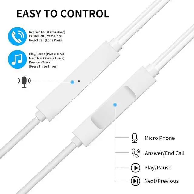 Alt view image 3 of 7 - Wired Earbuds with Microphone 6 Pack, in-Ear Headphones with Heavy Bass Stereo, High Definition, Remote Control Headsets, Noise Blocking Earphones Ear Buds Compatible with All 3.5mm Jack Devices