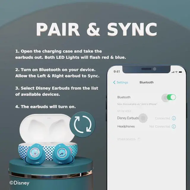 Alt view image 7 of 7 - Disney Lilo and Stitch Bluetooth Earbuds w/Charging Case- Wireless Headphones w/Built-in Mic+ Up to 30 Hrs Playtime- Lilo and Stitch Gifts for Girls,Boys,Women,Men,All Fans of Lilo and Stitch Stuff