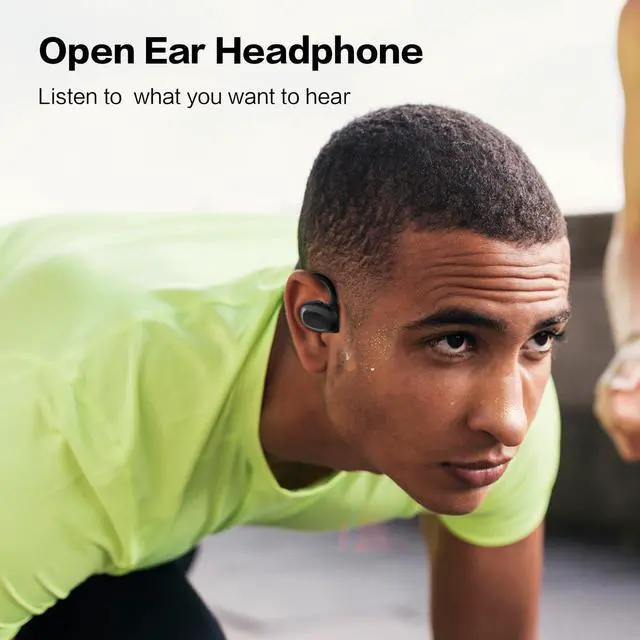 Alt view image 2 of 7 - 2024 Upgraded Open Ear Earbuds with Noise Canceling Mic, Wireless Bluetooth 5.4 with 110H Playtime with case, Open Ear Headphone with 16.2mm Drivers Compatible with iPhone & Android (Black)