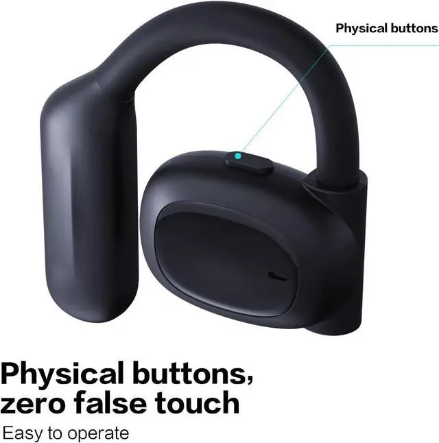 Alt view image 6 of 7 - 2024 Upgraded Open Ear Earbuds with Noise Canceling Mic, Wireless Bluetooth 5.4 with 110H Playtime with case, Open Ear Headphone with 16.2mm Drivers Compatible with iPhone & Android (Black)