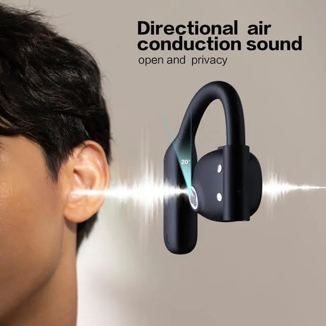 Alt view image 7 of 7 - 2024 Upgraded Open Ear Earbuds with Noise Canceling Mic, Wireless Bluetooth 5.4 with 110H Playtime with case, Open Ear Headphone with 16.2mm Drivers Compatible with iPhone & Android (Black)