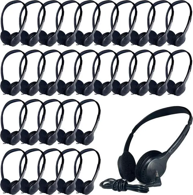 Main image of Headphones Bulk for Classroom, Wholesale Childrens 30 Pack Headphones with 3.5 mm Jack for Kids,School, Student, Libraries, Computer Lab, Testing Centers (009 Black)