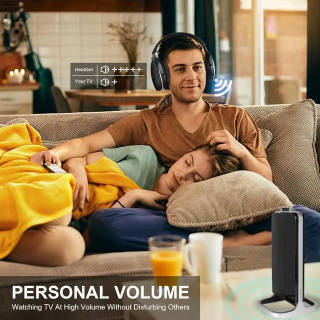 Alt view image 2 of 7 - Wireless Headphones for TV Watching with Charging Dock & RF Transmitter, Over Ear TV Headset for Seniors, Compatible with All Televisions