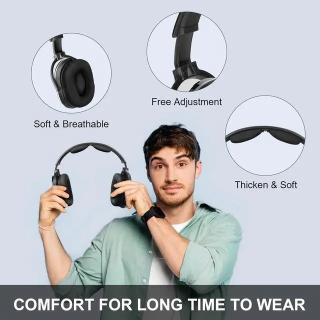 Alt view image 5 of 7 - Wireless Headphones for TV Watching with Charging Dock & RF Transmitter, Over Ear TV Headset for Seniors, Compatible with All Televisions