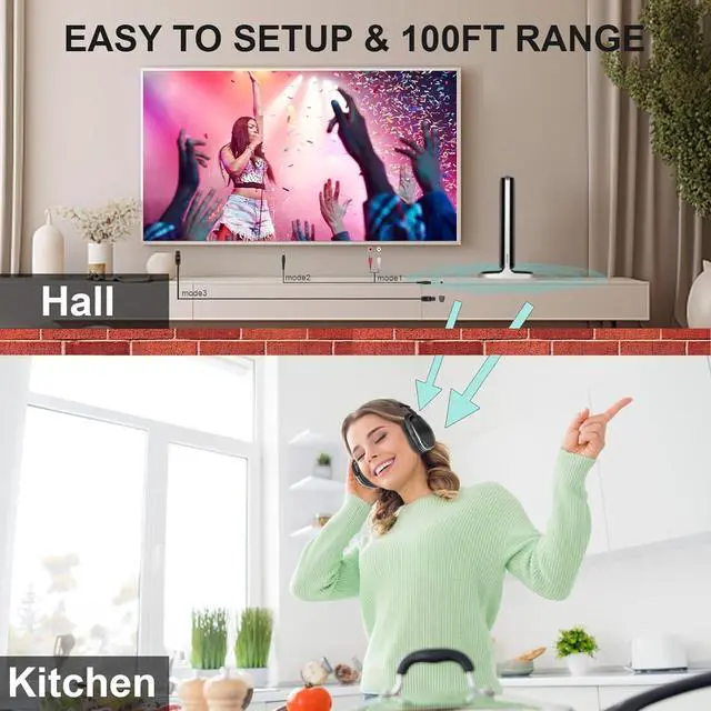 Alt view image 7 of 7 - Wireless Headphones for TV Watching with Charging Dock & RF Transmitter, Over Ear TV Headset for Seniors, Compatible with All Televisions