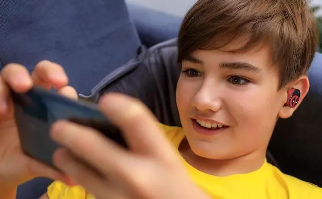 Alt view image 5 of 6 - eKids Marvel Deadpool Wireless Earbuds with Microphone, Bluetooth Earbuds with Charging Case for Ear Buds, Designed for School, Home, or Travel