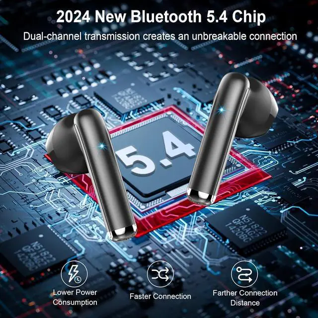 Alt view image 2 of 7 - Wireless Earbuds, 2024 Bluetooth 5.4 Earbuds Hi-Fi Stereo, 3g Mini Ear Buds with 4 ENC Mic, Bluetooth Headphones in Ear, 30H USB-C LED Charging Case, IP7 Waterproof Wireless Earphones for Android iOS