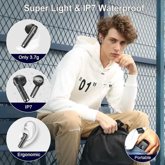 Alt view image 4 of 7 - Wireless Earbuds, 2024 Bluetooth 5.4 Earbuds Hi-Fi Stereo, 3g Mini Ear Buds with 4 ENC Mic, Bluetooth Headphones in Ear, 30H USB-C LED Charging Case, IP7 Waterproof Wireless Earphones for Android iOS