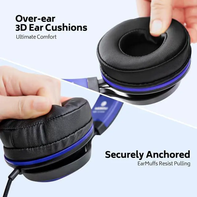 Alt view image 4 of 7 - Headphones Wired Bulk for School Kids Teens, Over-Ear for Classroom Chromebook Computer with Microphone, 3.5mm Jack, Foldable (6 Pack Multicolor)