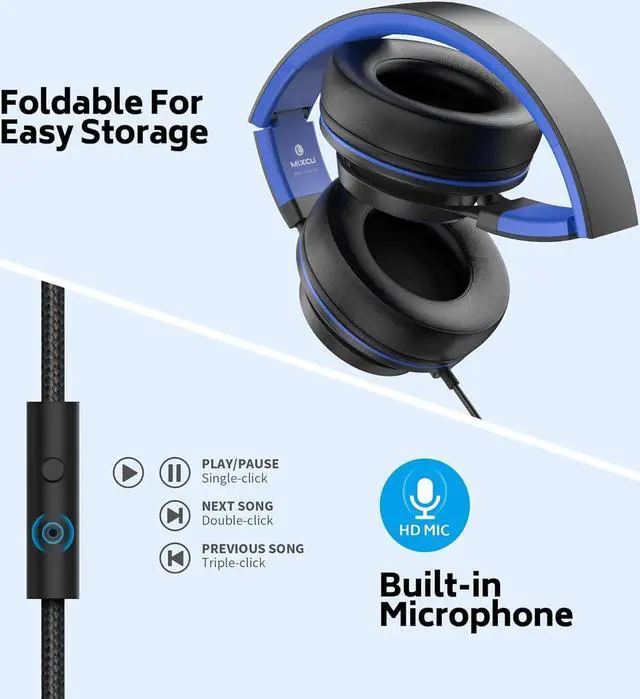 Alt view image 5 of 7 - Headphones Wired Bulk for School Kids Teens, Over-Ear for Classroom Chromebook Computer with Microphone, 3.5mm Jack, Foldable (6 Pack Multicolor)