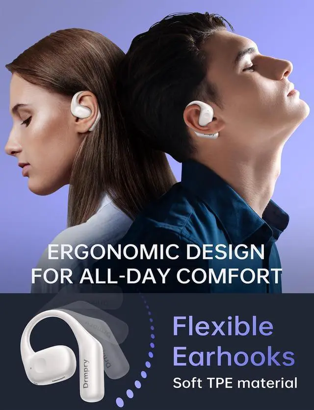 Alt view image 2 of 6 - Open Ear Headphones Wireless Bluetooth 5.3, Safe Sports Open Ear Earbuds with Premium Sound, Sweat Resistant, Long Battery Life