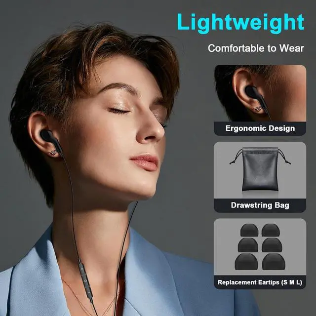 Alt view image 4 of 7 - USB C Headphones for iPhone 16 Wired Earphones for Samsung Galaxy S24/S23/S22/S21 Ultra for iPhone 15 Pro Wired Earbuds with Mic Stereo Noise Cancelling Type C Earbuds for Pixel 9/Oneplus 12, Black