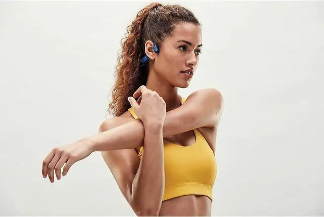 Alt view image 5 of 7 - AFTERSHOKZ Aeropex Open-Ear Wireless Bone Conduction Headphones, IP67 Rated, Blue Eclipse