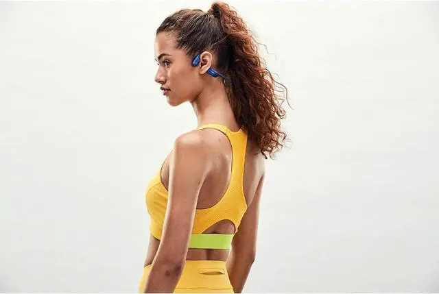 Alt view image 7 of 7 - AFTERSHOKZ Aeropex Open-Ear Wireless Bone Conduction Headphones, IP67 Rated, Blue Eclipse