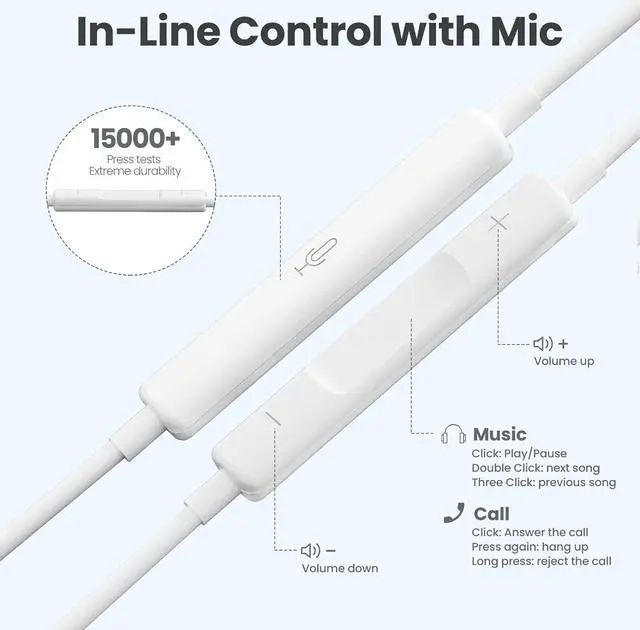 Alt view image 3 of 7 - Wired Earbuds Pack of 4, in-Ear Wired Earphones with Microphone Volume Control, Powerful Heavy Bass, High Definition, Headphones Compatible with Android, iPhone, iPod, iPad, MP3 and Most 3.5mm Jack