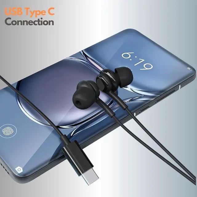 Alt view image 5 of 7 - Betron Earphones, Wired in-Ear Headphones with Microphone, USB Type C Earbuds for Samsung S24 S23 FE S22 S21 S20 A53 A54 for iPhone 16 and 15