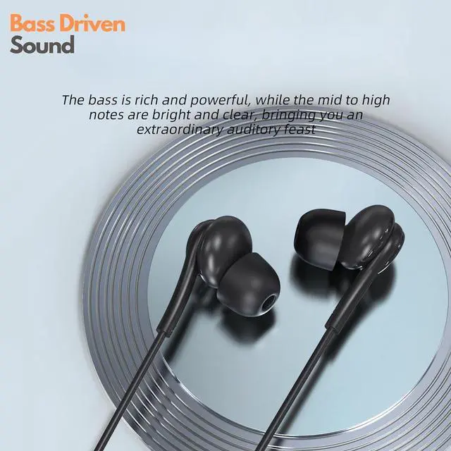 Alt view image 4 of 7 - Betron Earphones, Wired in-Ear Headphones with Microphone, USB Type C Earbuds for Samsung S24 S23 FE S22 S21 S20 A53 A54 for iPhone 16 and 15