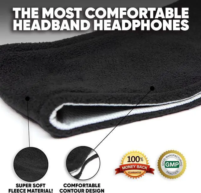 Alt view image 5 of 7 - CozyPhones Sleep Headphones - Over Ear Headphones from Ultra Thin Cool Mesh Wired for Side Sleepers, Meditation, Running, Laptop, and Phone - Black Lycra