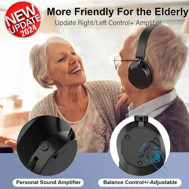 Alt view image 2 of 7 - ANSTEN Wireless Headphones for TV Watching w/Balance Control, Digital Optical RCA AUX 2.4 GHz Transmitter Charging Dock, Roller Volume Control, 5 Sound Modes, No Audio Lag, Auto Power On