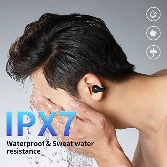 Alt view image 6 of 7 - Open Ear Clip Wireless Earbuds Bluetooth 5.3, Sports Earphones Built-in Microphone with Earhooks & Ear Hook, Bone Conduction, Wireless Charging Case & DisplayWaterproof Fitness Headphones for Running