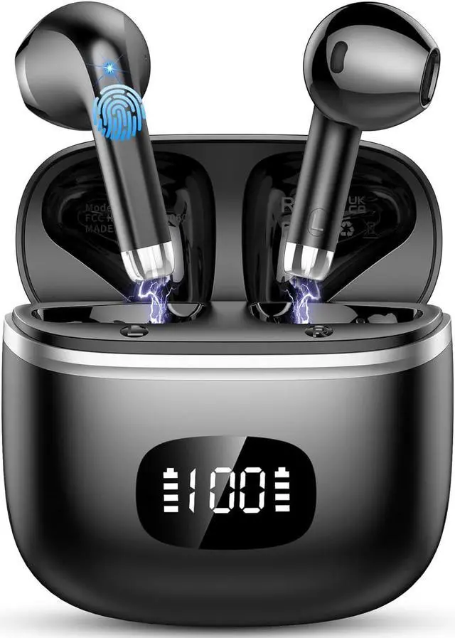 Main image of Wireless Earbuds Bluetooth, In Ear Headphones Bluetooth 5.3 with HiFi Stereo Deep Bass, Ear buds with Noise Cancelling 4 ENC Mic, Dual LED Display, 40H Playtime Earphones for Phone Pad Laptop Computer